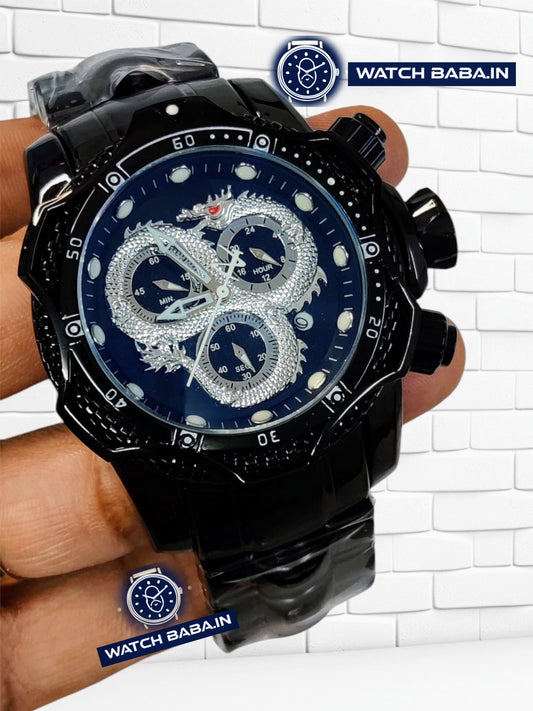Dragon Watch Black Edition 52mm Chronograph Men's Watch With Japanese Swiss Movement
