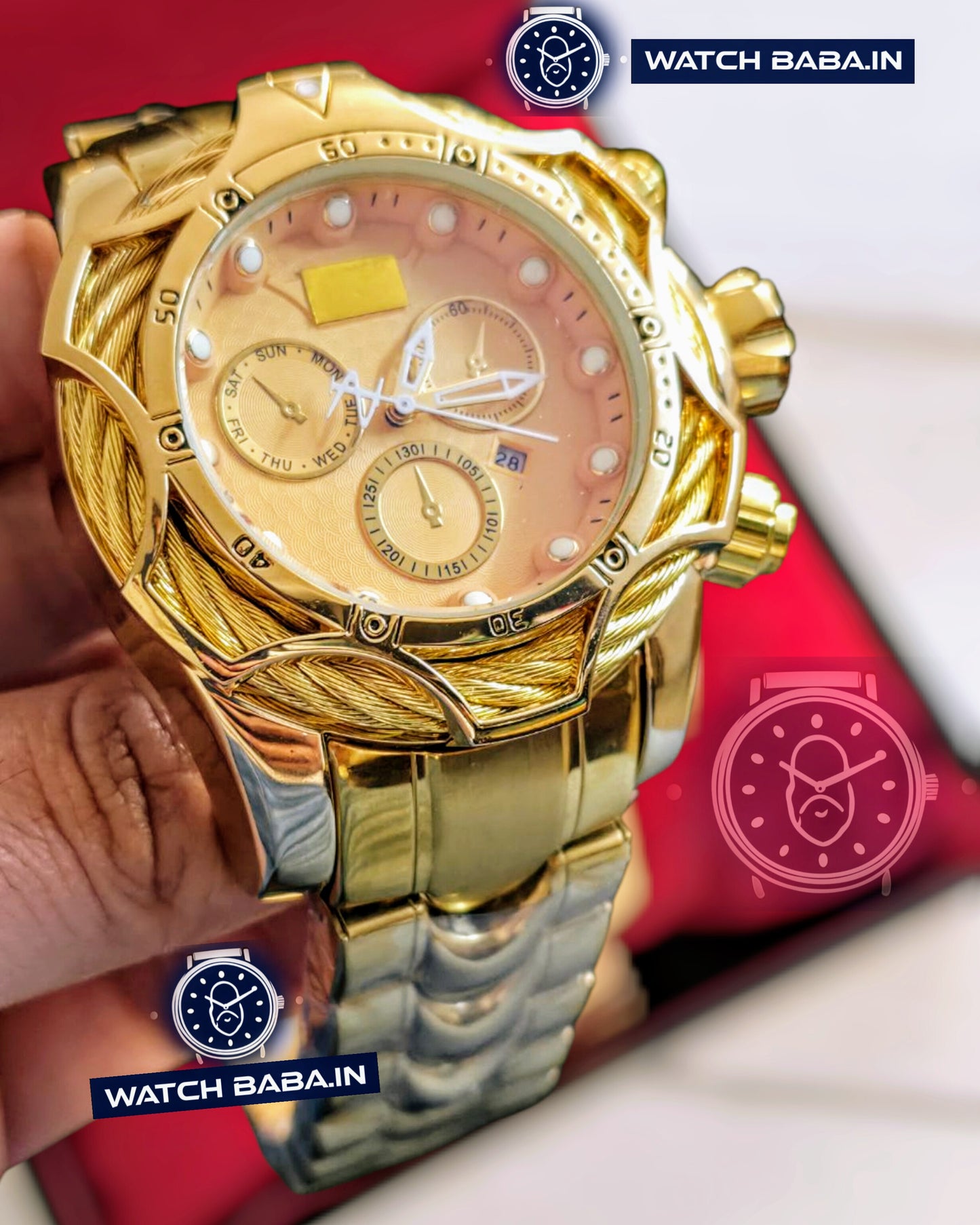 Watch Baba Golden Commander Watch Premium Heavy Quality