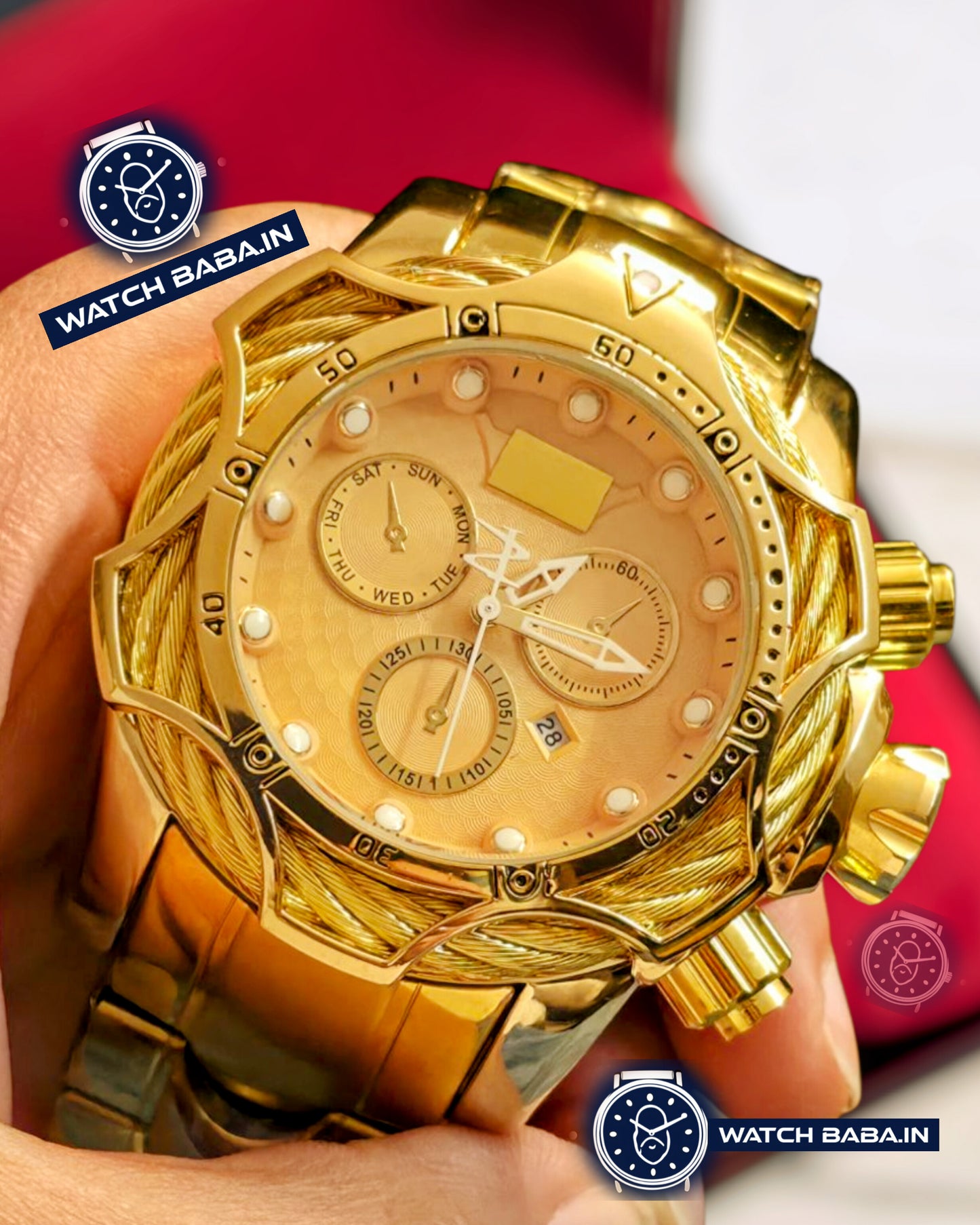 Watch Baba Golden Commander Watch Premium Heavy Quality