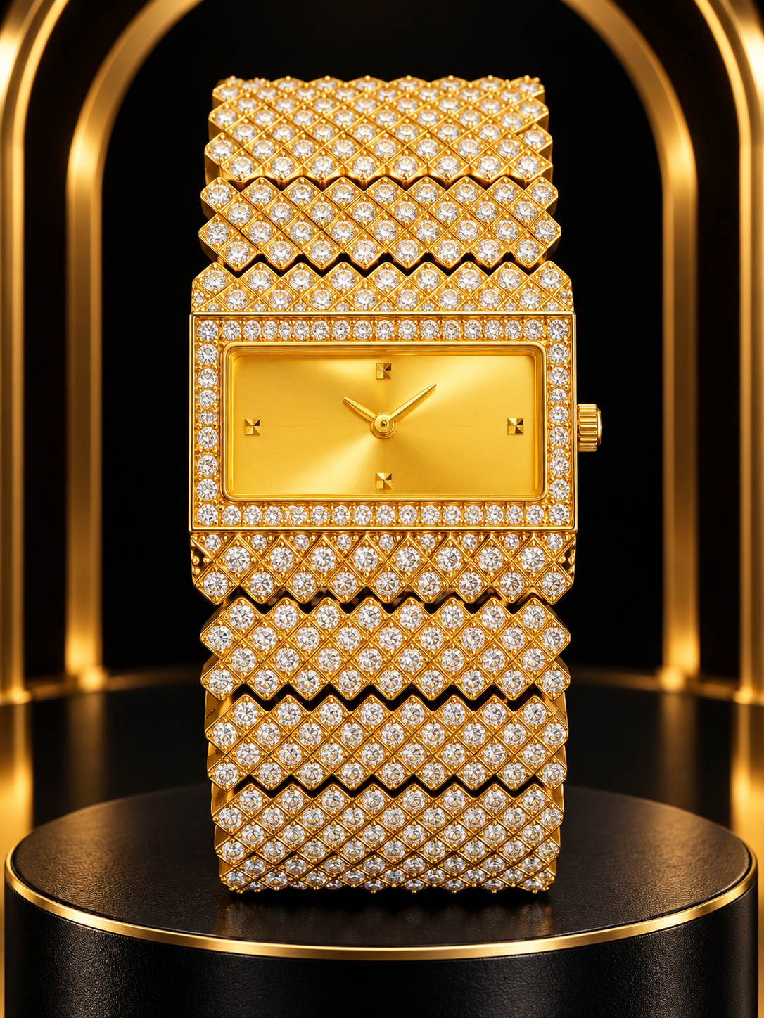 WatchBaba Golden Royale – Luxury Gold Diamond Bracelet Watch for Women