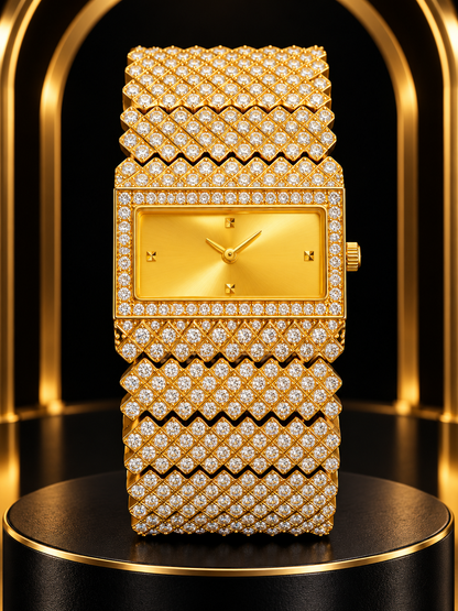 WatchBaba Golden Royale – Luxury Gold Diamond Bracelet Watch for Women
