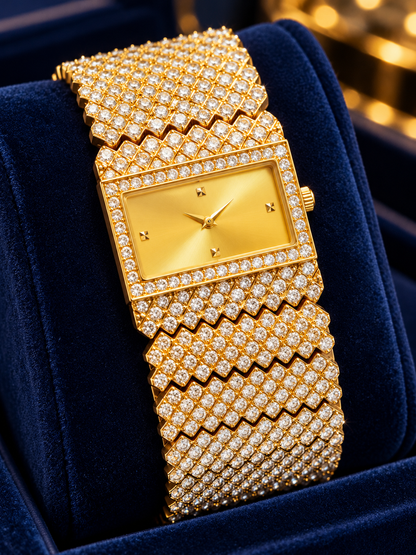 WatchBaba Golden Royale – Luxury Gold Diamond Bracelet Watch for Women