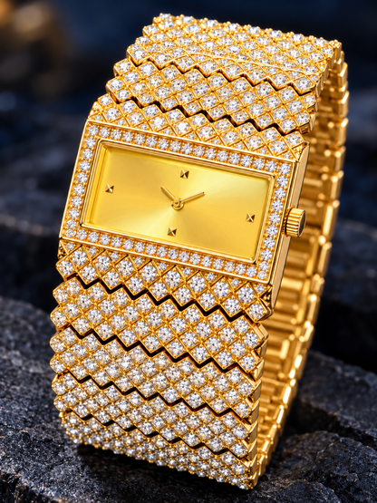 WatchBaba Golden Royale – Luxury Gold Diamond Bracelet Watch for Women