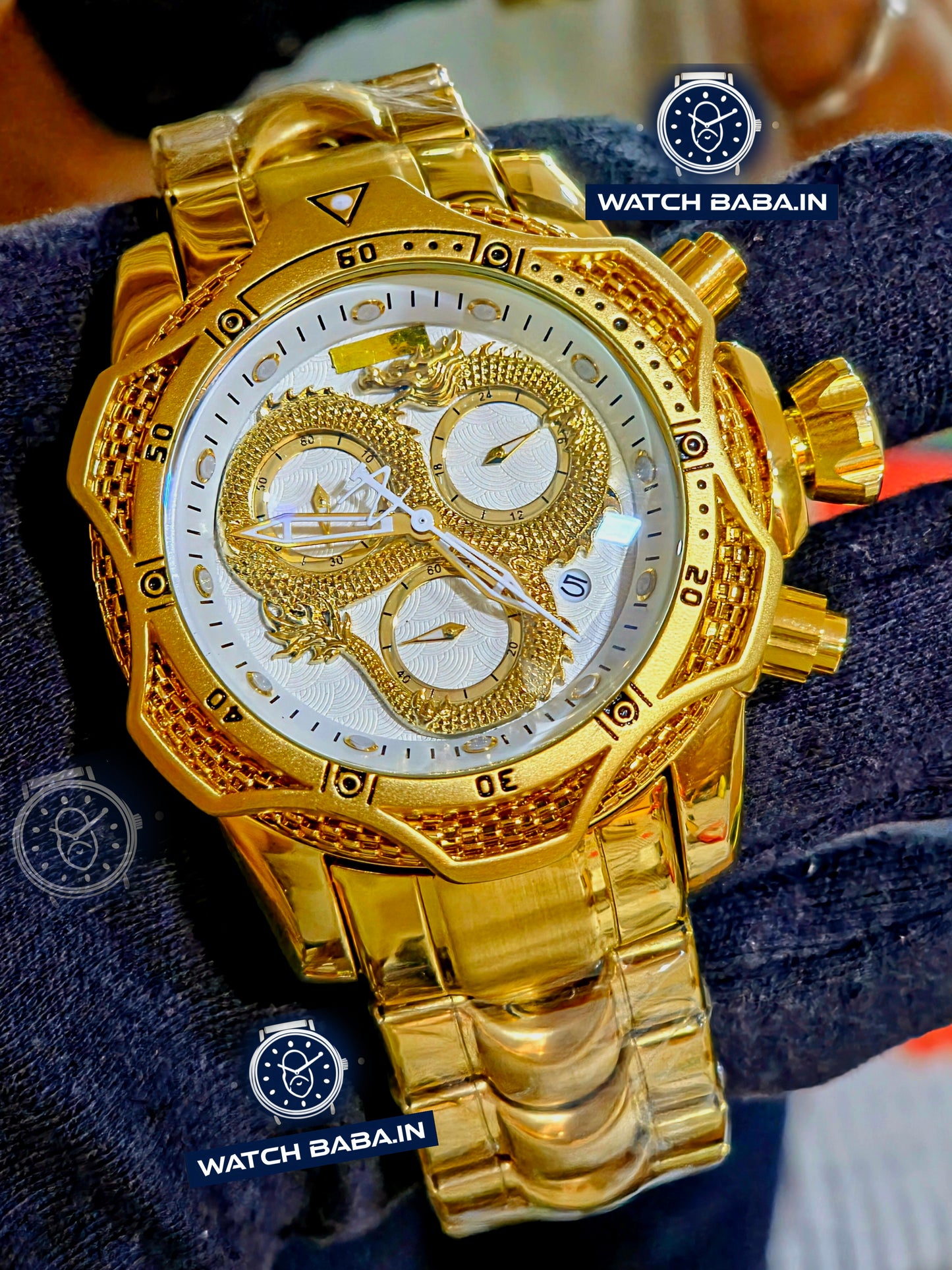 Dragon Golden White Dial Chronograph Men's Watch