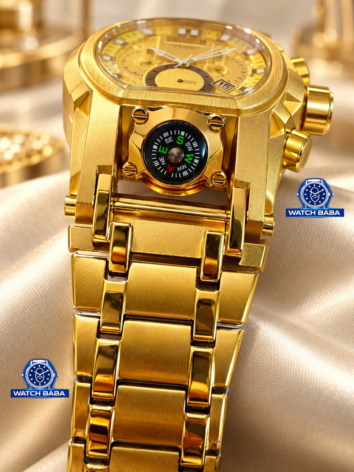 Watch Baba Gold D-Swiss Watch Dubai Imported With Compass
