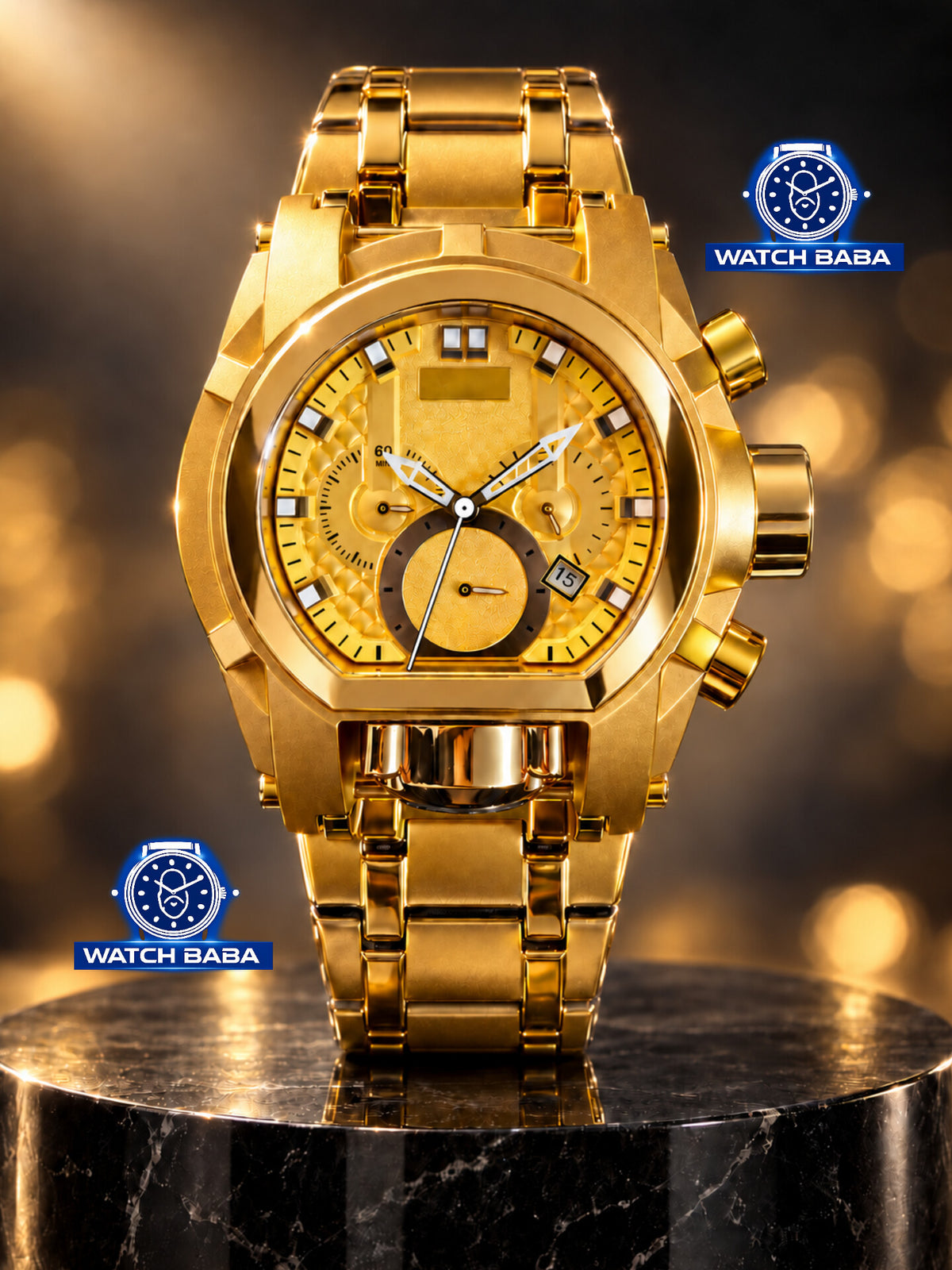 Watch Baba Gold D-Swiss Watch Dubai Imported With Compass